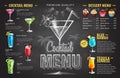 Vintage chalk drawing cocktail menu design. Beverages menu Royalty Free Stock Photo