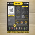 Vintage chalk drawing fast food menu design. Royalty Free Stock Photo