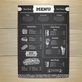 Vintage chalk drawing fast food menu design. Royalty Free Stock Photo