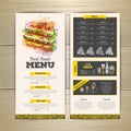 Vintage chalk drawing fast food menu design. Sandwich sketch Royalty Free Stock Photo