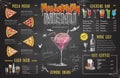 Vintage chalk drawing halloween menu design. Restaurant menu