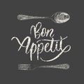 Vintage Chalkboard Bon Appetit Poster . Vector illustration Royalty Free Stock Photo