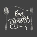 Vintage Chalkboard Bon Appetit Poster . Vector illustration