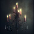 Generative AI: vintage chandelier isolated on black with candles