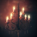 Generative AI: vintage chandelier isolated on black with candles Royalty Free Stock Photo