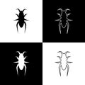 Vintage character black beetle on white background. Retro, graphic, logo design. Isolated vector illustration. Royalty Free Stock Photo