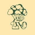 Vintage character design of broccoli