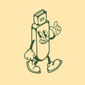 Vintage character design of flash drive