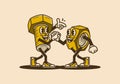 Vintage character design of nuts and bolts