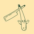 Vintage character design of razor shaving