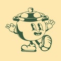 Vintage character design of soup kettle