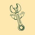 Vintage character design of spanner tool