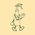 Vintage character design of spray bottle