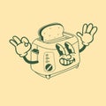 Vintage character design of toaster bread