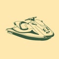 Vintage character design of water craft boat