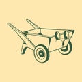 Vintage character design of wheelbarrow
