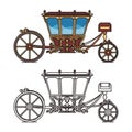 Vintage chariot for wedding, retro horse carriage Royalty Free Stock Photo