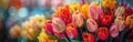 Blooming Beauty: Colorful Vintage Tulip Bouquet Royalty Free Stock Photo