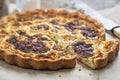 Vintage cheddar caramelised red onion quiche Royalty Free Stock Photo