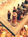 Vintage chess set Royalty Free Stock Photo