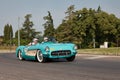 Vintage Chevrolet Corvette C1 1957 in historical classic car race Mille Miglia, in Forlimpopoli, FC, Italy, on June 16, 2022 Royalty Free Stock Photo