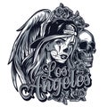 Vintage chicano style tattoo concept