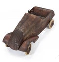 Vintage childs toy pedal car on white background Royalty Free Stock Photo