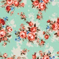 Vintage chintz roses seamless pattern