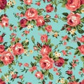 Vintage chintz roses seamless pattern