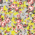 Vintage chintz roses seamless pattern