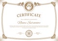 Vintage Chrismtas certificate. Santa Claus stamp, Brown border on white background
