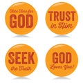 Vintage Christian buttons, yellow