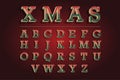 vintage christmas alphabet pack vector design illustration Royalty Free Stock Photo