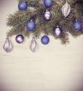 Vintage Christmas background, decoration on a white wooden board Royalty Free Stock Photo