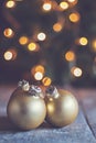 Vintage Christmas balls on the background lights Christmas tree Royalty Free Stock Photo