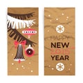 Vintage Christmas banner set. Happy New Year cards. Vector illustration Royalty Free Stock Photo