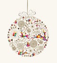Vintage Christmas bauble greeting card Royalty Free Stock Photo