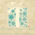 Vintage Christmas card with gift box. EPS 8 Royalty Free Stock Photo