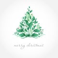 Vintage christmas card with holiday tree on the fl Royalty Free Stock Photo