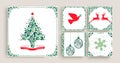 Vintage Christmas decoration greeting card set Royalty Free Stock Photo