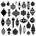 Vintage Christmas Decorations and Toys in Outline Royalty Free Stock Photo
