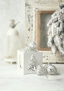 Vintage Christmas decorations in white