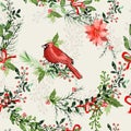Vintage Christmas elements seamless pattern background