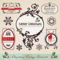 Vintage christmas elements set