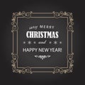 Vintage Christmas frame on chalkboard. Royalty Free Stock Photo