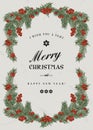 Vintage Christmas frame. Royalty Free Stock Photo