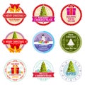 Vintage christmas gift vector labels, banners and tags with typographic elements