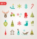 Vintage Christmas icons set eps 10 Royalty Free Stock Photo