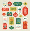 Vintage Christmas and New Years gift tags and stickers Royalty Free Stock Photo