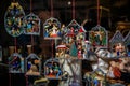 Vintage Christmas ornaments for sale at a souvenir shop in Colmar, France